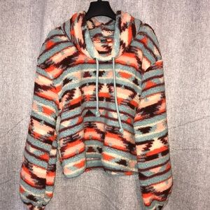 Crop Sherpa Multi Colored Sweatshirt